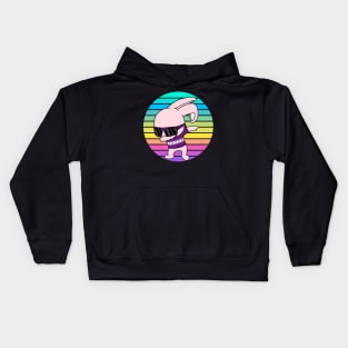 Funny Bunny Rabbit Dabbing with Rainbow Sunset Kids Hoodie